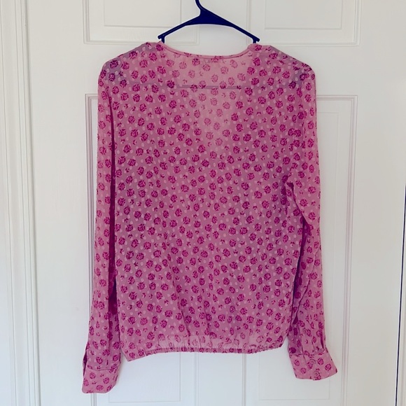 DVF Marci wrap-effect floral-print fil coupé georgette blouse - Picture 10 of 13